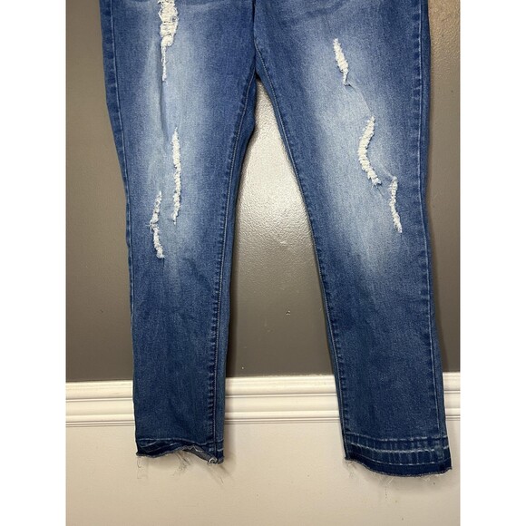 Denim & Rivets Jeans Womens 16 Blue Distressed Raw Hem Skinny Stretch Ankle - Picture 3 of 8